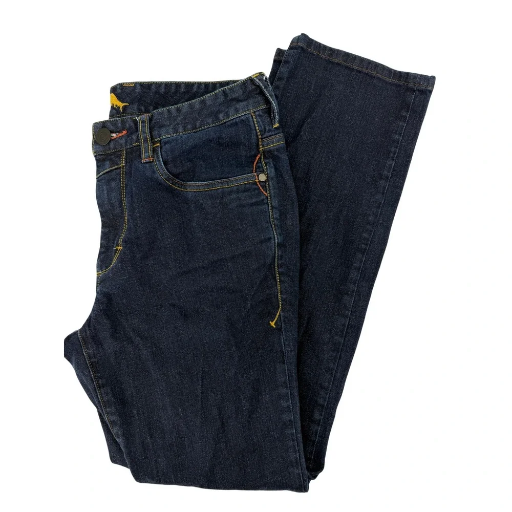 Tommy Bahama Mens 33x32 Vintage Straight Jeans Dark Wash Indigo Blue Denim